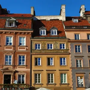 Traditional houses in the Old Town Market Place in Warsaw, Poland