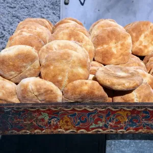 Traditional Moroccan flat bread on sale in the street in the Medina of Rabat, Morocco