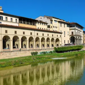 The Uffizi Gallery and the River Arno, Florence, Italy The Uffizi Gallery and the River Arno, Florence, Italy