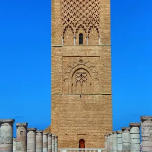 The unfinished Hassan Tower in Rabat, Morocco