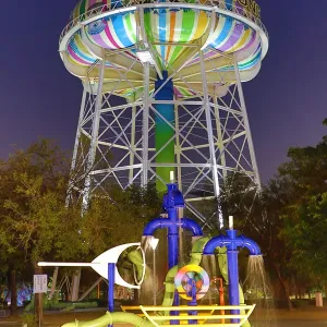 Water Tower in Water Tower Park at night in Lingya District, Kaohsiung City, Taiwan