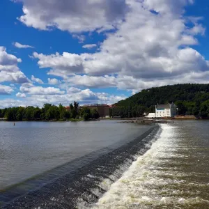 Weir on the Vltava River in Prague, Czech Republic
