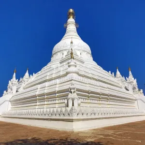 White stupa of Pahtodawgyi Pagoda in Amarapura, Mandalay, Myanmar (Burma)