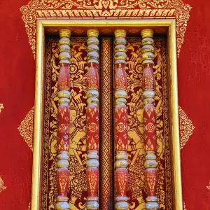 Window decorations at Wat Sen temple, Luang Prabang, Laos