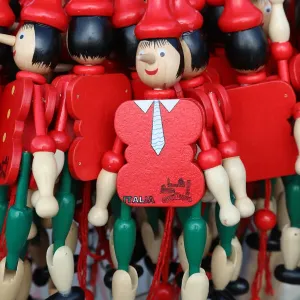 Wooden Pinocchio puppets on sale, Florence, Italy Wooden Pinocchio puppets on sale, Florence, Italy
