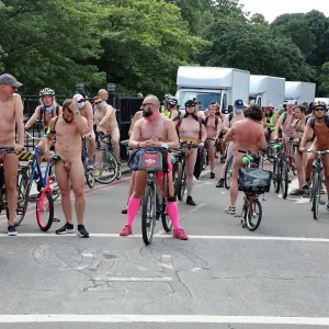 Naked cyclists gather in Hyde Park