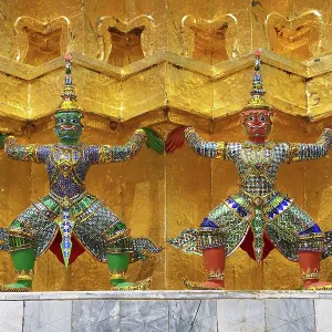 Yaksha Demon Statues at Wat Phra Kaew Temple complex, Bangkok, Thailand