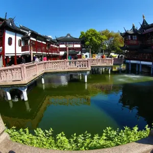 Zigzag Bridge at the Yuyuan Garden in the Old City, Shanghai, China