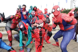 4 year old Carnage takes on Spiderman at MCM London Comic Con, Excel, London