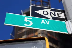 States: 5th Avenue street sign, New York, America