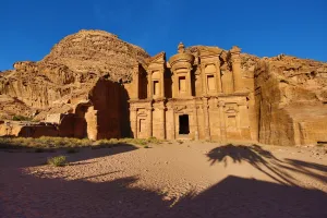 Heritage: Ad-Deir, the Monastery, in the rock city of Petra, Jordan
