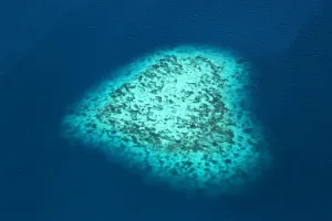 Limestone: Aerial view of a heart shaped island, Republic of Palau, Micronesia, Pacific Ocean