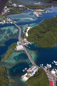 Views: Aerial view of Koror, Koror Island, Republic of Palau, Micronesia, Pacific Ocean