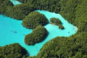 Limestone: Aerial view of the Milky Way among the islands in the Archipelago of Palau