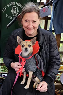Prints of Savannah the Chihuahua cross dressed in her Vampire Halloween costume at the All Dogs Matter Howloween Dog Walk at the Spaniard's Inn on Hampstead Heath, London ADM Howloween Dog Walk Images: All Dogs Matter Howloween Dog Walk, Hampstead Heath, London