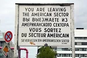 American sector sign at the Checkpoint Charlie border crossing in Berlin, Germany