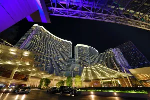 Aria Resort Hotel and Casino at night, Las Vegas, Nevada, America