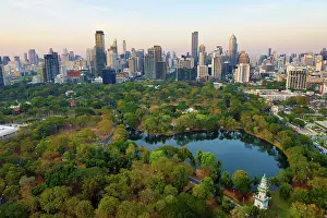 Bangkok, Thailand: Bangkok city skyline and Lumphini Park, Bangkok, Thailand