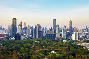 Bangkok, Thailand: Bangkok city skyline and Lumphini Park, Bangkok, Thailand