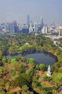 Bangkok, Thailand: Bangkok city skyline and Lumphini Park, Bangkok, Thailand