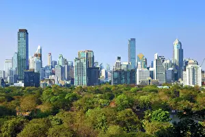 Bangkok, Thailand: Bangkok city skyline and Lumphini Park, Bangkok, Thailand