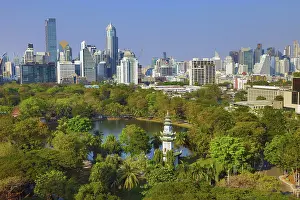 Bangkok, Thailand: Bangkok city skyline and Lumphini Park, Bangkok, Thailand