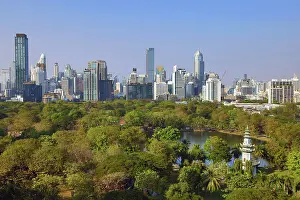 Bangkok, Thailand: Bangkok city skyline and Lumphini Park, Bangkok, Thailand