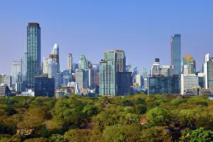 Bangkok, Thailand: Bangkok city skyline and Lumphini Park, Bangkok, Thailand