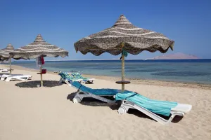 Stock Geography: Beach umbrellas in Sharm El Sheikh, Egypt