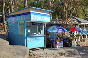 Tourism: Beachside currency exchange for exchanging money on Koh Samet island, Thailand
