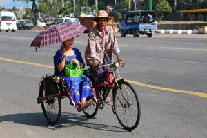 Rangoon: Bicycle taxi, Yangon, Myanmar