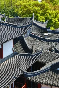 Shanghai: Black tiles roofs of traditional buildings in the Old City, Shanghai, China
