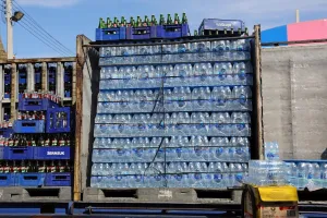 Drinks: Bottled water delivery of bottles, Bangkok, Thailand
