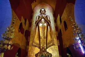 Burma: Buddha statue in Ananda Pagoda Temple in Old Bagan, Bagan, Myanmar (Burma)