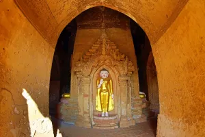 Archaeology: Buddha statue in Shwe Leik Too Pagoda in Bagan, Myanmar (Burma)