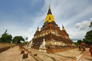 Buddha statues and chedi at Wat Yai Chaimongkol Temple, Ayutthaya, Thailand