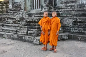 Religious: Buddhist Monks at Angkor Wat Temple, Siem Reap, Cambodia