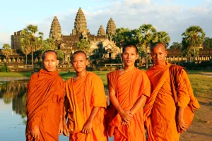 Angkor 2016: Buddhist monks at Angkor Wat Temple in Siem Reap, Cambodia