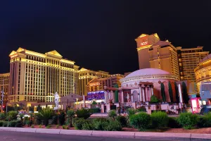 Las Vegas: Caesars Palace Hotel and Casino at night, Las Vegas, Nevada, America