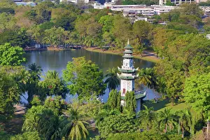 Bangkok, Thailand: Chinese Clock Tower in Lumphini Park, Bangkok, Thailand