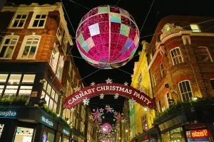 Christmas lights and decorations in Carnaby Street, London