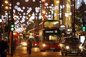 Xmas: Christmas lights and decorations in London, England