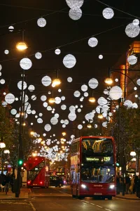 Christmas lights and decorations in London, England