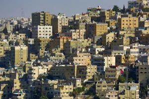 Amman And Jordan: Cityscape of houses and buildings in the Old City, Amman, Jordan