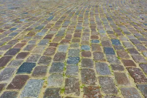 Warsaw: Cobbles in Castle Square in Warsaw, Poland