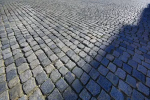 Streets: Cobblestones on a cobbled street in Prague, Czech Republic