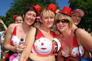 Lingerie: Colourful bras at the Walk the Walk Sunwalk Cancer Charity Fundraiser 2013, London