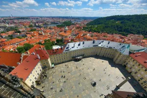 Saint: Courtyard of St. Vitus Cathedral, in the Prague Castle Complex in Prague, Czech Republic