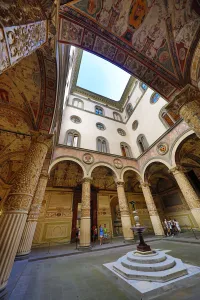 Italy: Courtyard of the Uffizi Gallery in Florence, Italy