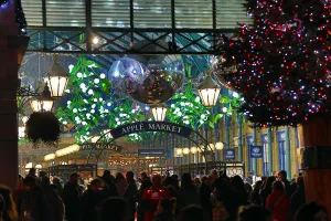 Covent Garden Market Christmas lights switched on, Covent Garden, London